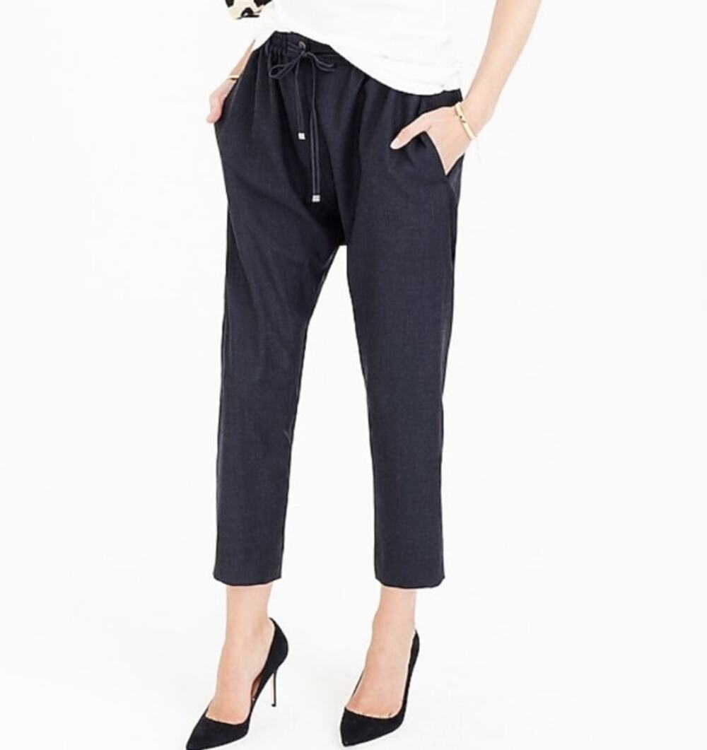 J. Crew Collection Slouchy Wool Pants Drop Crotch Trousers Relaxed Harem Gray
